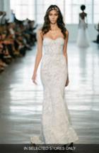 Women's Berta Crystal Embellished Strapless Lace Trumpet Gown, Size In Store Only - Ivory