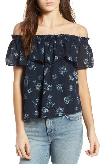 Women's Current/elliott The Ruffle Off The Shoulder Top - Blue