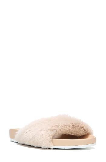 Women's Vince Garrison Genuine Shearling Sandal .5 M - Pink
