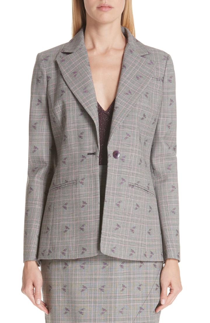 Women's Altuzarra Floral Plaid Jacket Us / 36 Fr - Black