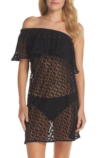 Women's Milly One-shoulder Ruffle Cover-up Dress, Size - Black