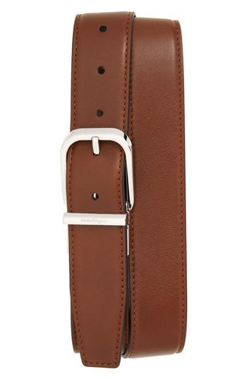 Men's Salvatore Ferragamo Reversible Leather Belt - Cuoio/ Nero