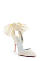 Women's Christian Louboutin Douce Du Desert Ankle Tie Pump Us / 39eu - White