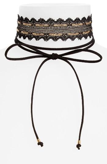 Women's Ettika Lace & 18k Gold Plated Chain Choker