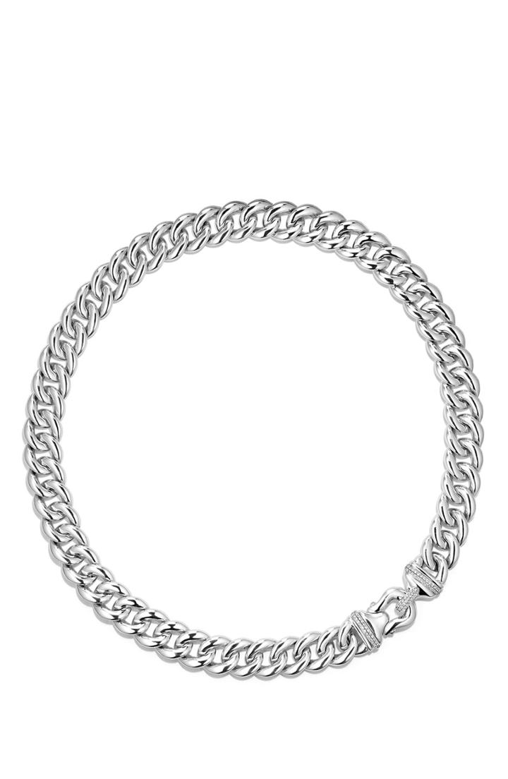 Women's David Yurman 'cable Buckle' Chain Necklace With Diamonds