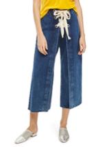 Women's Topshop Lace-up Crop Jeans X 30 - Blue
