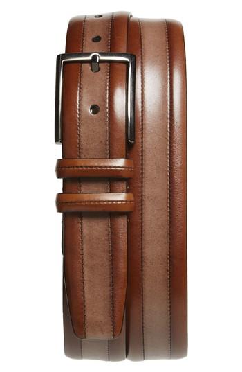 Men's Mezlan Palma Leather Belt - Cognac/ Taupe