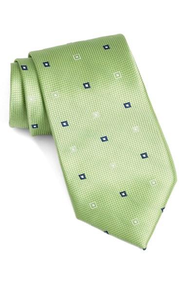 Men's Nordstrom Men's Shop Geometric Silk Tie, Size - Green