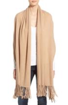 Women's Nordstrom Collection Fringe Cashmere Wrap, Size - Brown