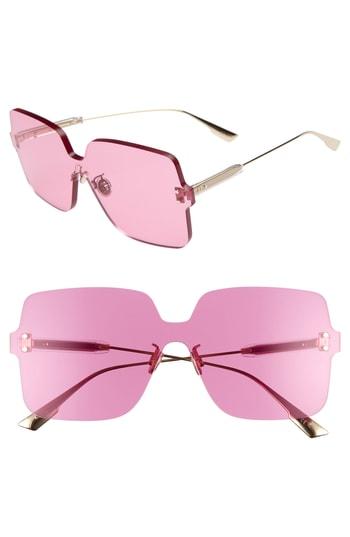 Women's Christian Dior Quake1 147mm Square Rimless Shield Sunglasses - Fuchsia