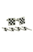 Men's David Donahue Inlaid Sterling Silver Cuff Link & Stud Set