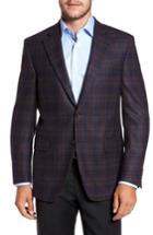Men's Peter Millar Classic Fit Plaid Wool Sport Coat R - Burgundy
