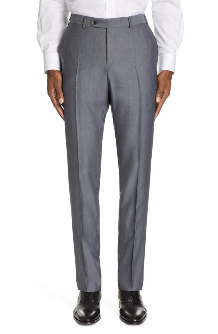 Men's Canali Classic Fit Solid Wool & Mohair Trousers Eu - Black