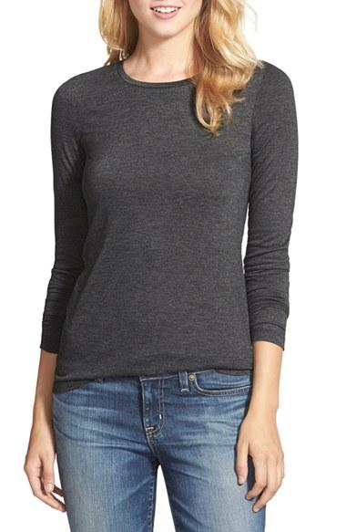 Women's Halogen Long Sleeve Modal Blend Tee - Grey
