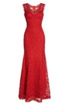 Women's Tadashi Shoji 'kelly' Embroidered Mermaid Gown - Red