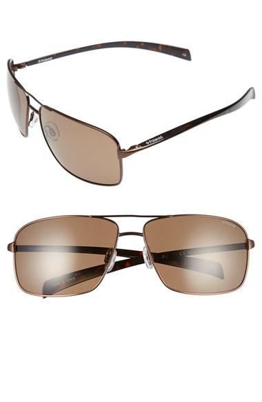 Men's Polaroid Eyewear 64mm Polarized Aviator Sunglasses - Brown