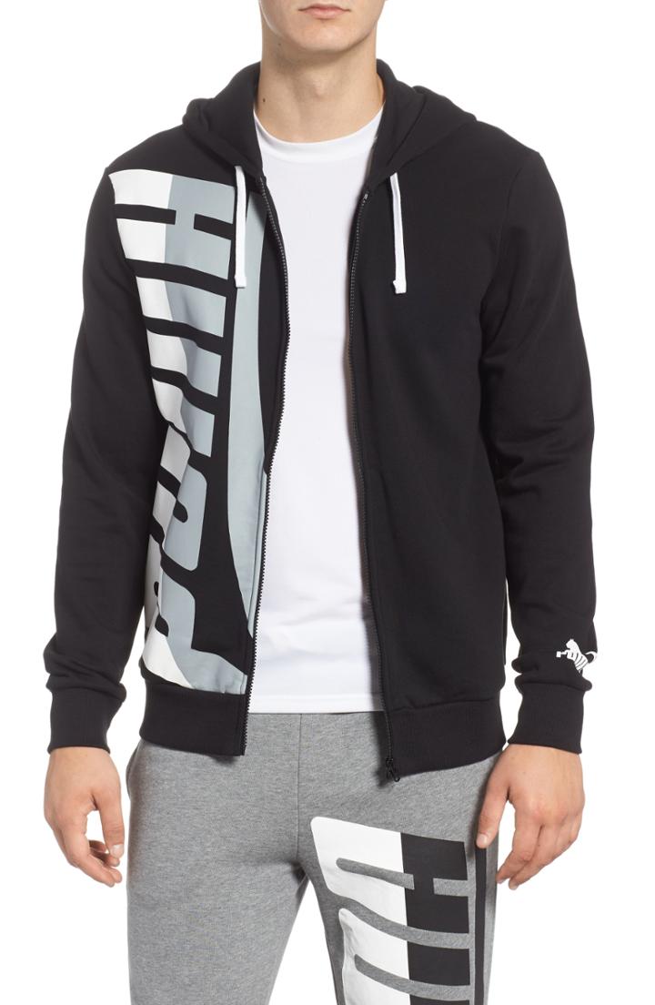 Men's Puma Loud Pack Full Zip Hoodie, Size - Black