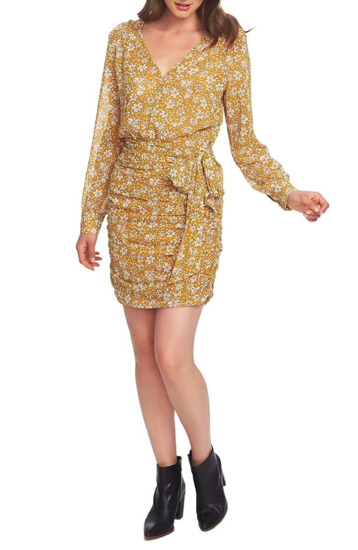 Women's 1.state Wild Blooms Wrap Front Minidress