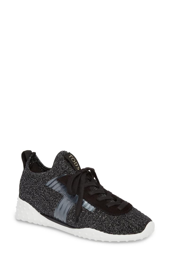 Women's Tod's Gommini Metallic Sock Sneaker .5us / 36.5eu - Black