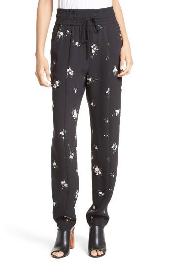 Women's A.l.c. Kyrie Floral Print Silk Pants - Black