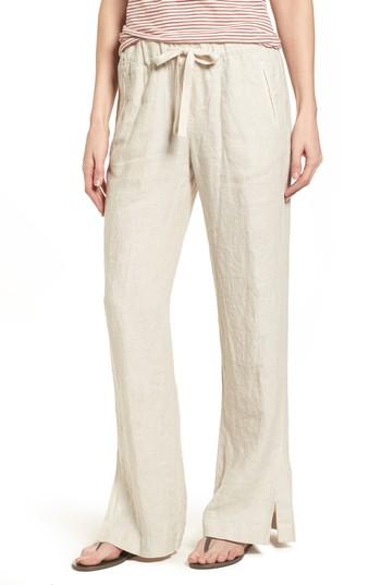 Women's Caslon Linen Track Pants - Beige