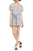 Women's One Clothing Stripe Off The Shoulder Romper - Ivory