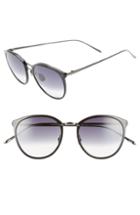Women's Linda Farrow 51mm Retro 24 Karat Gold Trim Sunglasses - Black/ Nickel/ Grey