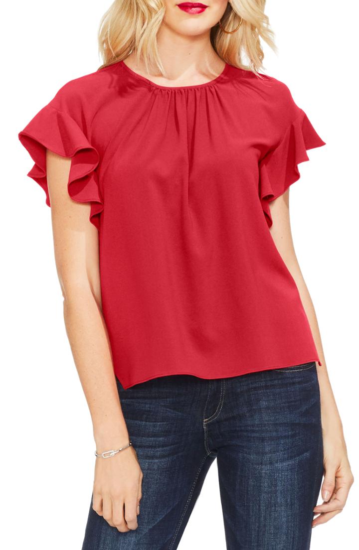 Women's Vince Camuto Ruffle Sleeve Blouse - Red