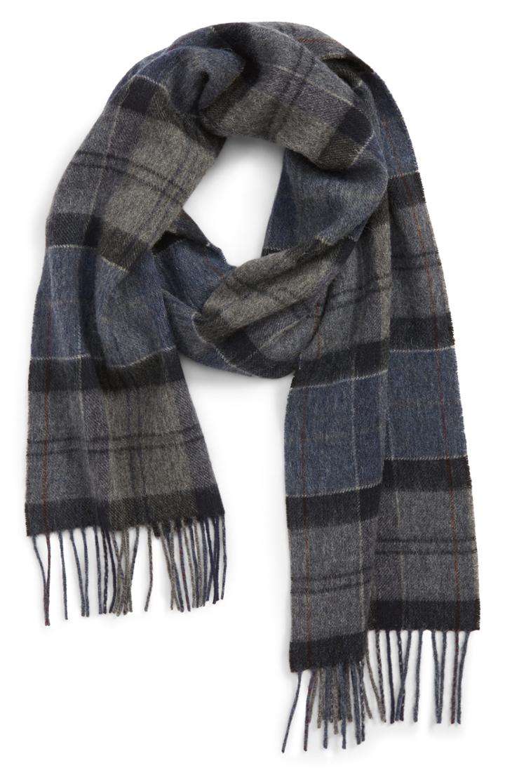Men's Barbour Tartan Scarf, Size - Blue