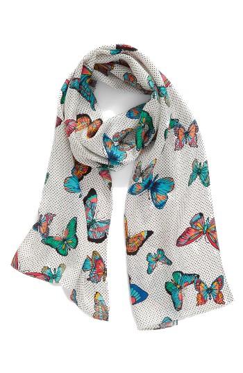 Women's Echo Butterfly Silk Scarf, Size - White