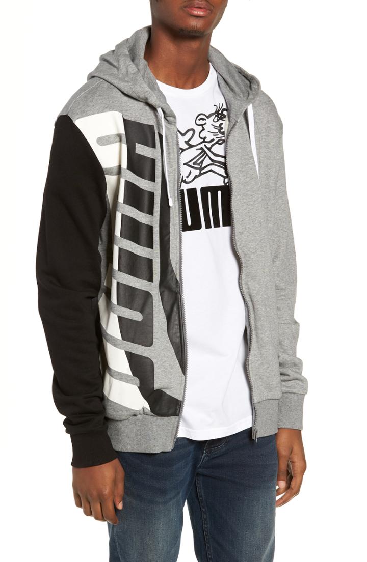 Men's Puma Loud Pack Full Zip Hoodie, Size - Grey