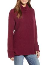 Women's Caslon Roll Neck Cotton Wool Blend Sweater - Burgundy