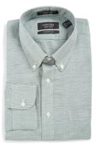 Men's Nordstrom Men's Shop Traditional Fit Houndstooth Linen & Cotton Dress Shirt 32 - Green