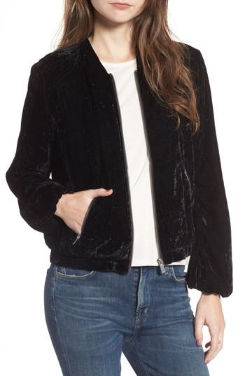 Women's Splendid Crushed Velvet Bomber Jacket