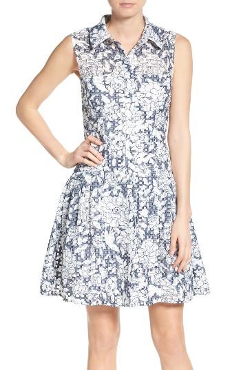 Women's Betsey Johnson Fit & Flare Shirtdress - Blue