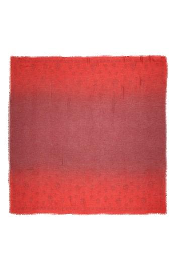 Women's Alexander Mcqueen Shadowy Skull Silk Shawl, Size - Red