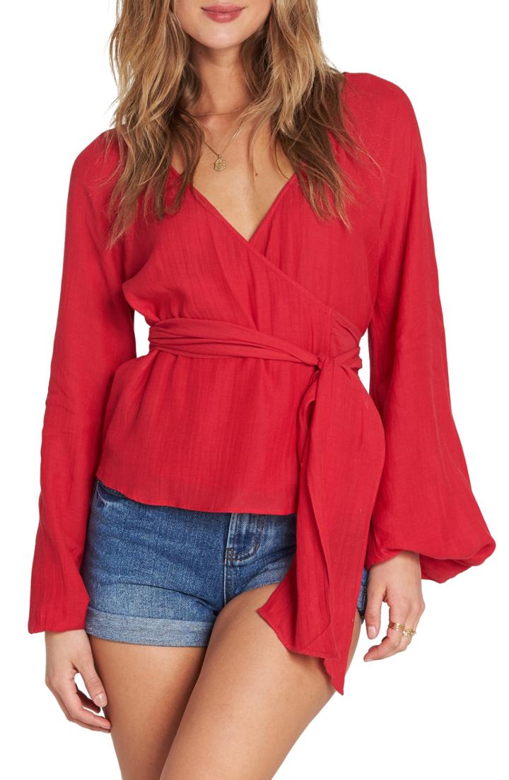 Women's Billabong Shine On Bell Sleeve Wrap Top