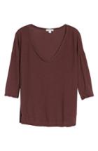 Women's James Perse V-neck Tee - Burgundy