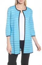 Women's Ming Wang Sheer Stripe Long Jacket - Blue