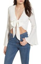 Women's 4si3nna Tie Front Bell Sleeve Top - Ivory