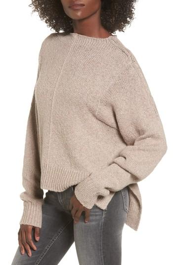 Women's Leith Fuzzy Side Slit Sweater, Size - Brown