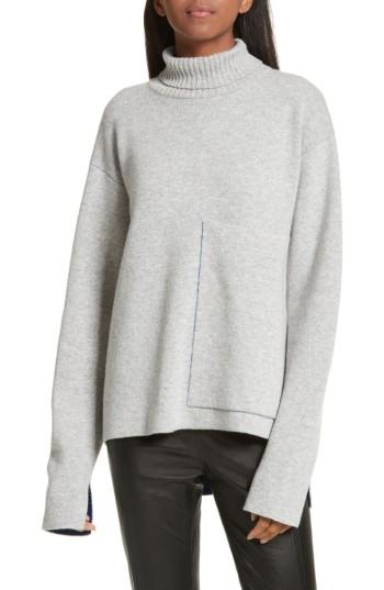 Women's Joseph Double-face Wool Blend Pocket Sweater - Blue