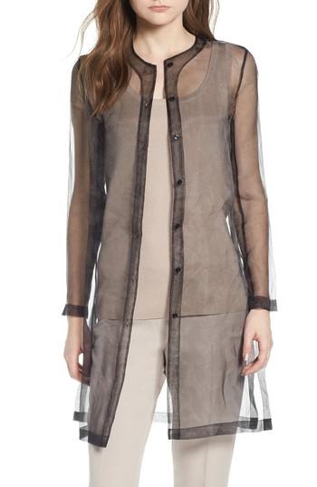 Women's Anne Klein New York Long Organza Cardigan - Black