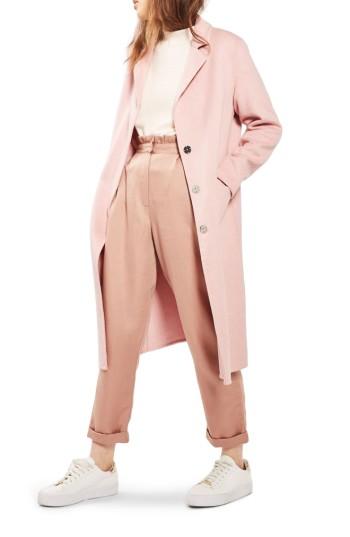 Women's Topshop Butted Seam Duster Coat Us (fits Like 0-2) - Pink