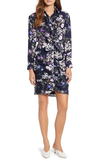 Women's Everleigh Shirred Knot Front Shirtdress - Purple