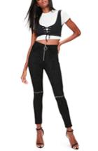 Women's Missguided Zip Faux Suede Leggings Us / 6 Uk - Black