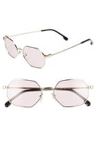 Women's Versace 53mm Hexagon Sunglasses - Gold/ Pink Solid