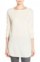 Women's Halogen Shirttail Wool & Cashmere Boatneck Tunic - Ivory