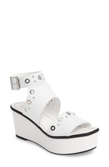 Women's Topshop Wizz Grommeted Platform Wedge Sandal .5us / 37eu - White