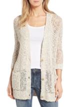 Women's Caslon Open Stitch V-neck Cardigan - Brown